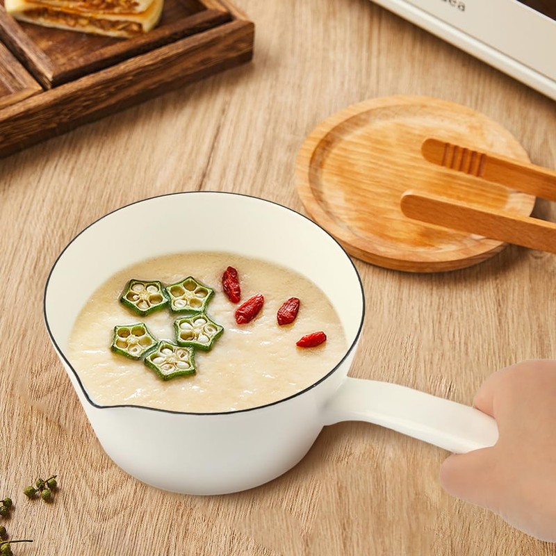 Enamel Milk Pan, 1.2L Enamel Saucepan, Mini Butter Warmer Pan
