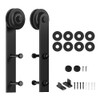 skysen Sliding Barn Door Hardware Roller Set Black (LK-I Shape