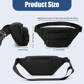 EOPUOZS Bum Bag Men and Women, Waterproof Waist Bag, Belt Bag Men and Women, Stylish Belt Bag, 4 Compartments Each with Zip, for Travel, Hiking, Outdoor, black, Black