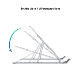 TooQ TQLRS0035-AL - Aluminium Alloy Folding Stand for Laptops, Tablets, Mobile Phones and Books, Suitable for 11 - 15 Inch Laptops, Silver