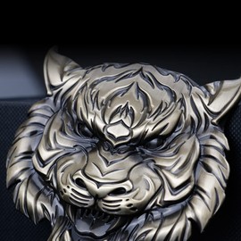 Tiger Metal Sticker for Car, 3D Animal Decal, Tiger Face Zinc Alloy Emblem, for Automobile, Motocycle