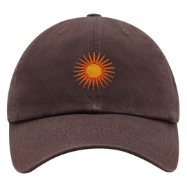 JPAK Sun Premium Dad Hat Embroidered Cotton Baseball Cap Sunny Summer Brown