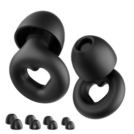NEUTYPECHIC Ohrstöpsel zum Schlafen Silikon, Wiederverwendbare Gehörschutz, Ear Plugs for Sleep für Reisen, Arbeit, Schlafen und Konzert, mit 8-Ohrspitzen in XS/S/M/L (Schwarz, Einheitsgröße)