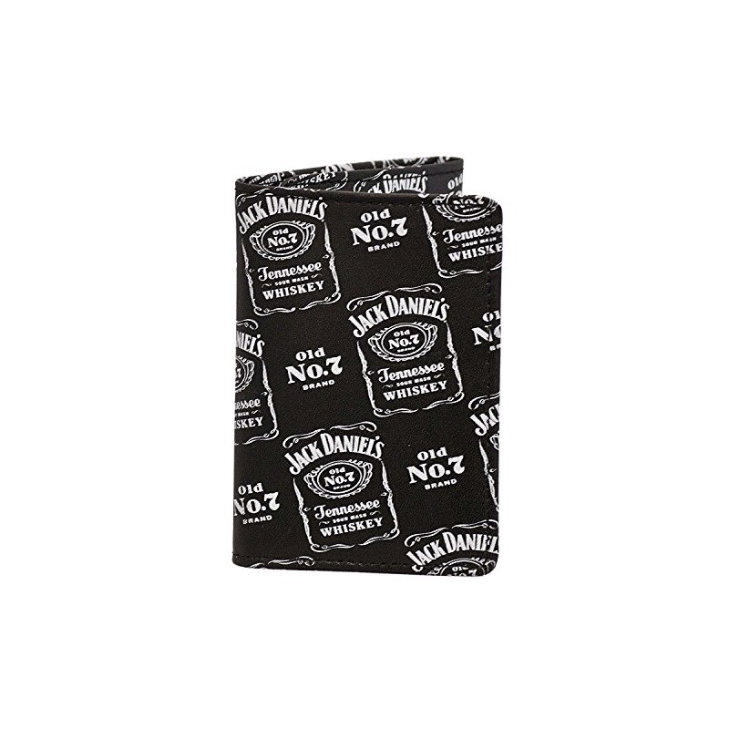 Jack Daniels Signature Label Trifold Wallet - Black Leather