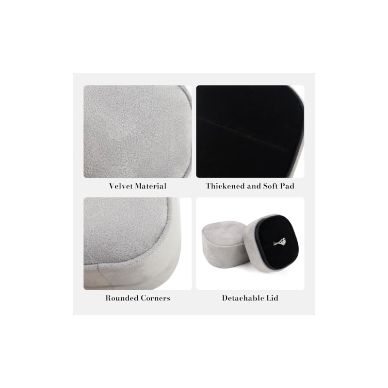 Velvet Ring Box, Mini Engagement Ring box with Detachable Lid,