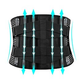 Nudic Lumbar Support Belt with Fiber Glass Stays - Ergonomic Back Brace for Men & Women, Comfy 3D Soft Pad, Breathable Design for Lower Back Pain, Sciatica, Scoliosis, Daily Work & Activity (S)