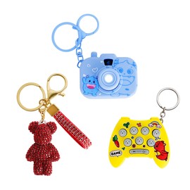 YHFITN Cartoon Projection Camera Keychain, Teddy Bear Bling Keychain, Mini Fast Push Game Keyrings – Portable Funny Cute Bag Charms, Creative Kids Birthday Gifts, Gifts for Adult & Kids