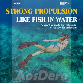 AosDero Mask Fins Snorkeling Gear for Adults Men Women, Panoramic View Diving Mask, Anti-Fog Dry Top Snorkel, Adjustable Freediving Swimming Fins/Flippers, Travel Bags for Lap Swimming