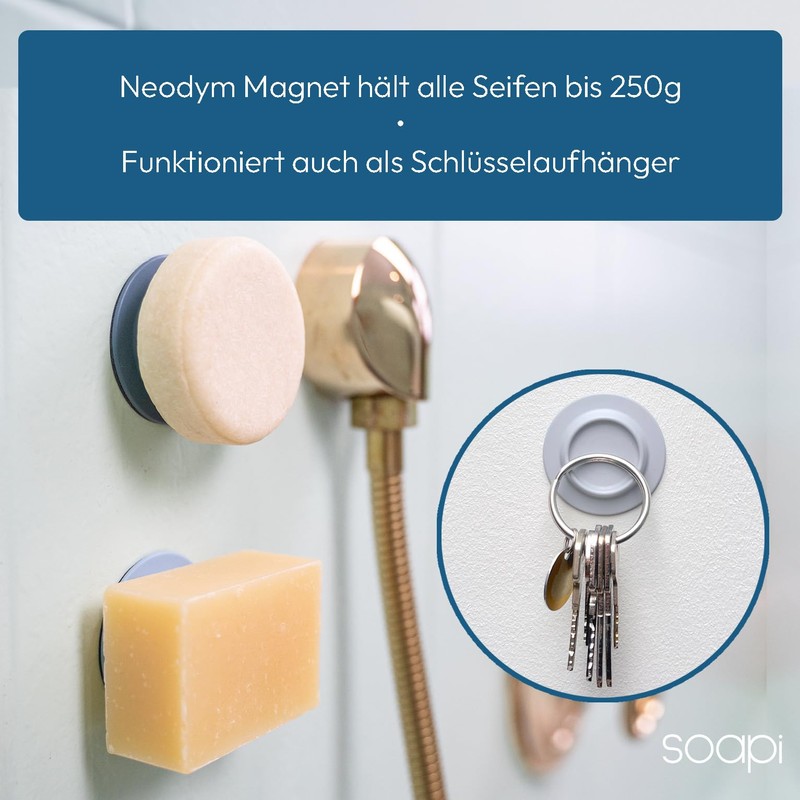 Soapi - Pack of 3 Floating Soap Holder Magnet for