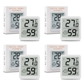 Indoor Thermometer Hygrometer LCD Room Thermometer Humidity Meter Digital Indoor with Smiley Indicator for Baby Room Living Room Office Greenhouse White (4)