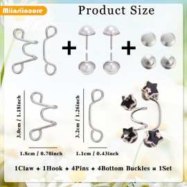 60 Pcs / 10 Set Adjustable Waist Buckle Extender, 5 Style No Sewing Required Jean Waist Tightener, Reusable Jean Buttons Pins Pants Jeans Button Extender for Loose Jeans Pants Dress