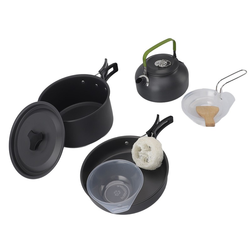 Camping Cookware Portable Nonstick Pot and Pan Set with Kettle