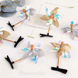 Framendino, 10 Pack Pinwheel Hair Clips Sequins Pinwheels Barrettes Windmill Clip Hairpins for Women Accessories