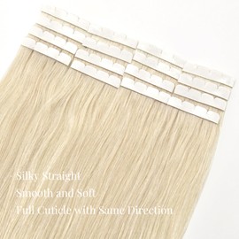 Vlasy Tape in Hair Extensions Human Hair 12 Inch Invisible Straight Seamless Skin Weft Mini Tape Extensions Real Human Hair Grey4# 16 Pcs