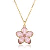 KJDYQ Mulan-Inspired Blossom of Honor Necklace Pink Enamel Flower Charm