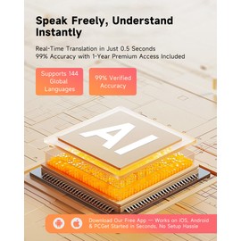 EUQQ Ai-Translation Earbuds Real Time - Bluetooth Wireless Translator Earbuds with AI Real-Time Translate Function, Multi-Language Bud Device with Comfortable Ear Fit, Glasses Friendly, Mirror Black