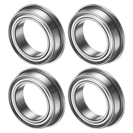 M METERXITY 4-Pack F6700ZZ Flanged Ball Bearing, 10 x 15 x 4mm Double Metal Shielded Chrome Steel (GCr15) Flange Rip Bearings for Wheelbarrow/Printer/Fax Machines/Power Tools