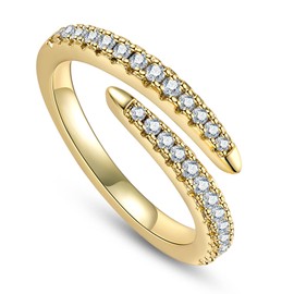 Raivari Moissanite Gold Open Crossover Wedding Band Ring Adjustable Thumb Ring for Women 14K Gold Plating GRA Certified 0.4 Carat 5