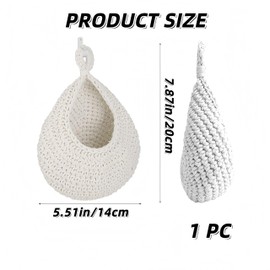 Wall Basket for Kitchen Storage, Peg Bag for Washing Line, Teardrop Hanging Storage Baskets, Handwoven Washable for Clothespin Vegetable Fruit Planters Garlic Potato Vegetable (White, S)