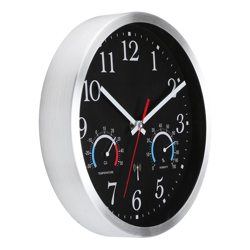 Ziprote Radio-Controlled Wall Clock, Radio-Controlled Wall Clock with Temperature Display