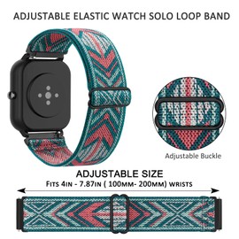 Elastic Watch Straps Compatible with Garmin Venu/Garmin Venu Sq/Garmin Venu Sq 2/Garmin Venu 2 Plus, Adjustable Soft Elastic Stretch Breathable Strap for Garmin Venu SQ Music (Doublemint.)