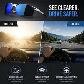 Men’s Polarized Driving Sunglasses for Outdoor Use – HD UV400 Rectangular Shades for Road Trips & Daily Wear