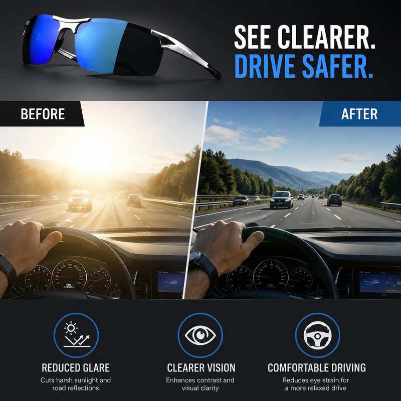 Men’s Polarized Driving Sunglasses for Outdoor Use – HD UV400