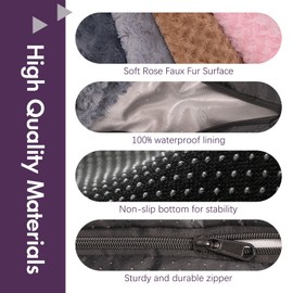 BLVOTKRO Faux Fur Waterproof Dog Bed Covers – Ultra Soft Rose Velvet, Removable & Washable, Cozy & Durable,Medium Pet Bed Cover Only (No Filling) – Pink, (Pink, 36.0" L x 24.0" W x 4.0" Th)