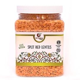 NY SPICE SHOP Split Red Lentils - 3 Pound Indian Red Lentils (Masoor Dal) - Split Masoor Red Lentils - Protein & Fiber Rich Masoor Dal - All Natural | Dry Beans | Kosher | Vegan | Non-GMO