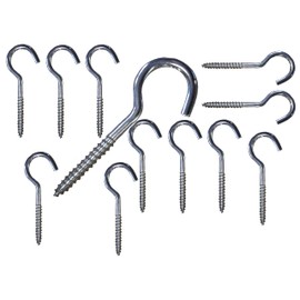 Screw in Hooks Plain Ceiling Cup Screw-in Hooks M6 Large Heavy Duty Cup Hooks for Hanging Lights Eye Big Size: 6mm x 80mm (0.24" x 3.15") Box of 12pcs