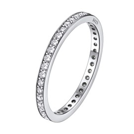 Silvora Silver Rings for Women 925 Thin Anniversary Bands Couple Love Eternity Ring Slim Stackable Bands Size 12