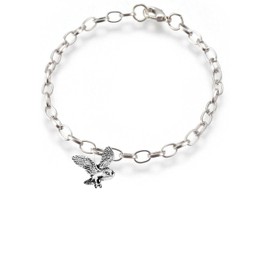 B19 Barn Owl fine lead free English Pewter charm on a belcher link chain anklet bracelet
