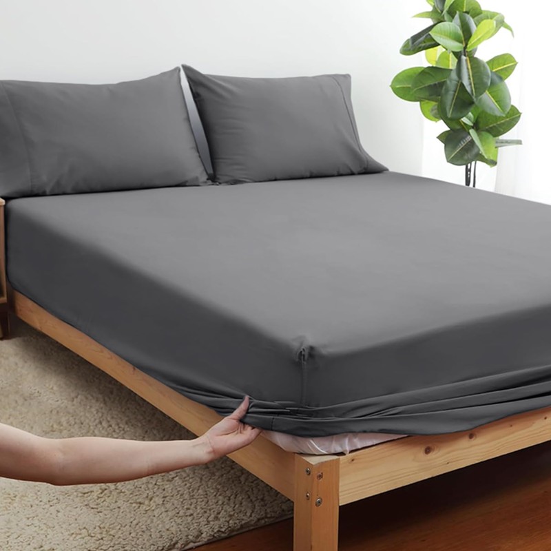 SSW HOMES Fitted Sheet Extra Deep 40cm, Brushed Microfiber Breathable