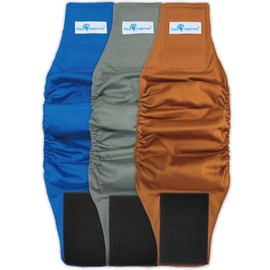 Paw Inspired 3ct Male Dog Wraps Washable, Belly Band for Dogs | Washable Dog Diapers, Reusable Male Dog Diapers for Marking (Small (3 ct.), Assorted (Black Lining))