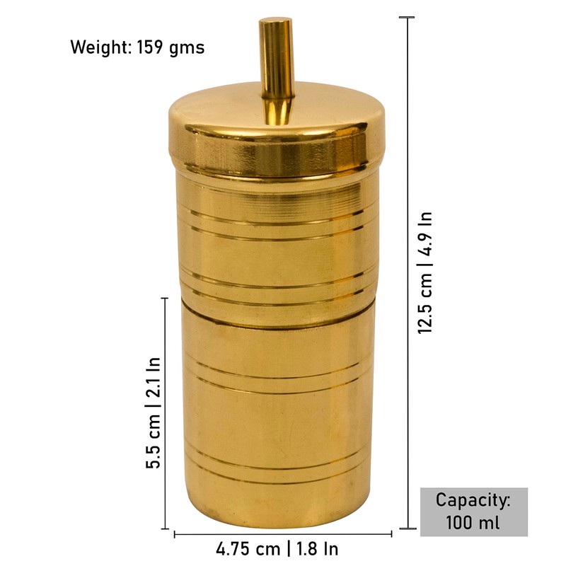 Spillbox Traditional Brass 100ml Filter Coffee Maker, Brass, South Indian