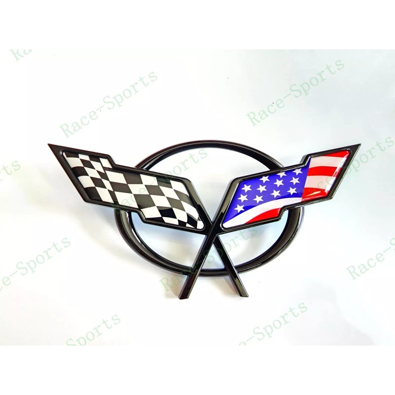 AUTO 2PC Black Front & Rear Deck Lid Cross Blue
