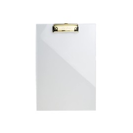 Clipboard Acrylic Transparent with Gold - DIN A4 Clipboard with Metal Clamp - Writing Board for Office, School & Home Office