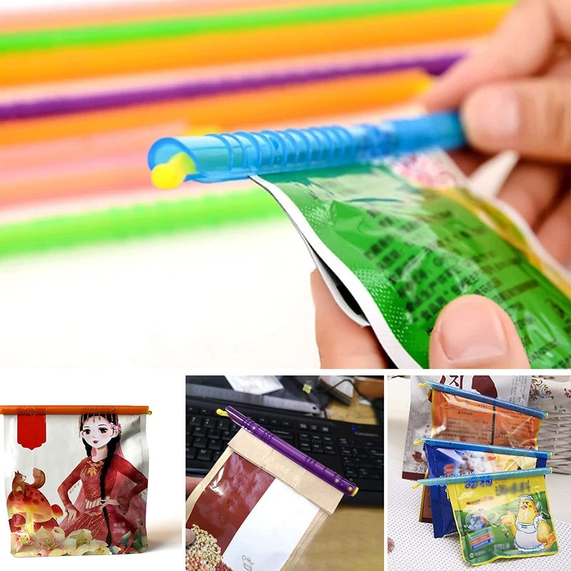 LATRAT 32pcs Bag Sealing Clips Plastic Sealer Stick, Freshly Durable