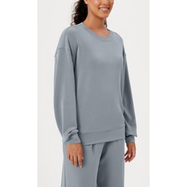 ODODOS Modal Soft Oversized Sweatshirts for Women Crew Neck Long Sleeve Relaxed Pullover Tops, Grey Blue, Medium
