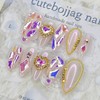 Aurora powder stone handmade nail tip - water drop /