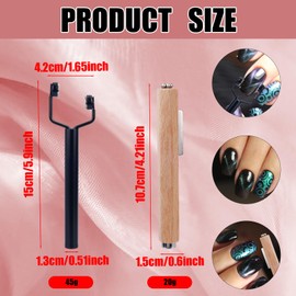 3-in-1 Nail Magnets for Cat Eye, Double Head Y-Shape Stainless Steel Magnetic Nail Polish Stick Wooden Hexagon Cateye Gel Polish Magnet Pen for Salon Studio Home Art DIY (Black)