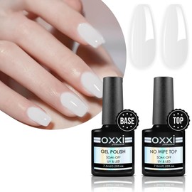 OXXI Professional 1+1 Natural Jelly Color Base coat Nude Color No Wipe Top Coat Shiny High 01