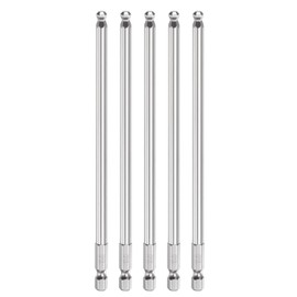 sourcing map 5pcs Ball End Hex Screwdriver Bit H5 (5mm) Head 1/4" Hex Shank 150mm (6") Long Magnetic S2 Steel Metric Screw Driver Drill Bit Wrench Socket Power Tool