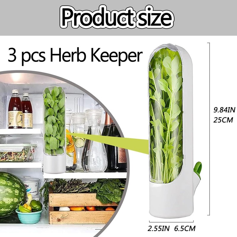 WADY 3 pcs Herb Keeper, Herb Saver for Refrigerator, Herb