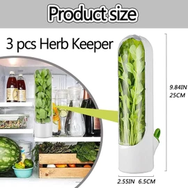 WADY 3 pcs Herb Keeper, Herb Saver for Refrigerator, Herb Storage for Cilantro,Parsley, Keeps Vegetables Fresh, Vegetable fresh keeping Bottle, Keeps Vegetables Fresh (Black)