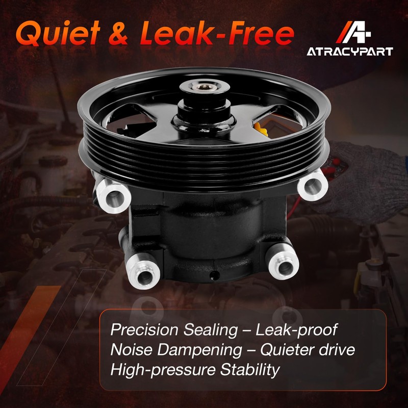 Power Steering Pump with Pulley, Compatible with 2009-2010 Ford F150