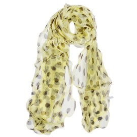 Beautiful chiffon scarf made of 100% silk, silk scarf, with dots, 3-ply, 25 x 180 cm, cream brown 3147, cream/light yellow, brown