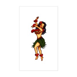 CafePress Hula Dancing Girl Tattoo Art Rectangle Sticker Rectangle Bumper Sticker Car Decal