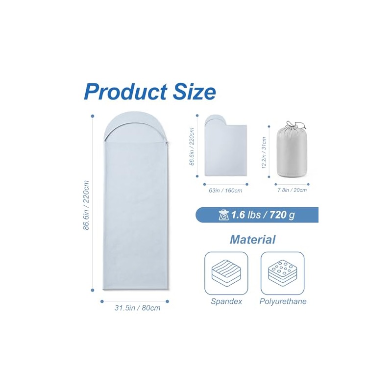 Ultralight Silky Soft Sleeping Bag Liner for Travel