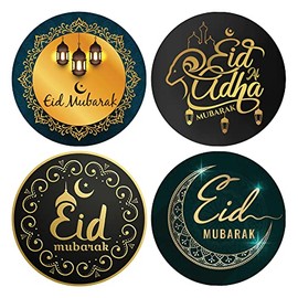 Pack of 40 Eid Mubarak Stickers (30 mm) Ramadan Islamic Vinyl Stickers for Eid Party, Envelopes, Treat Bags, Decoration and More Packwith® #S5001